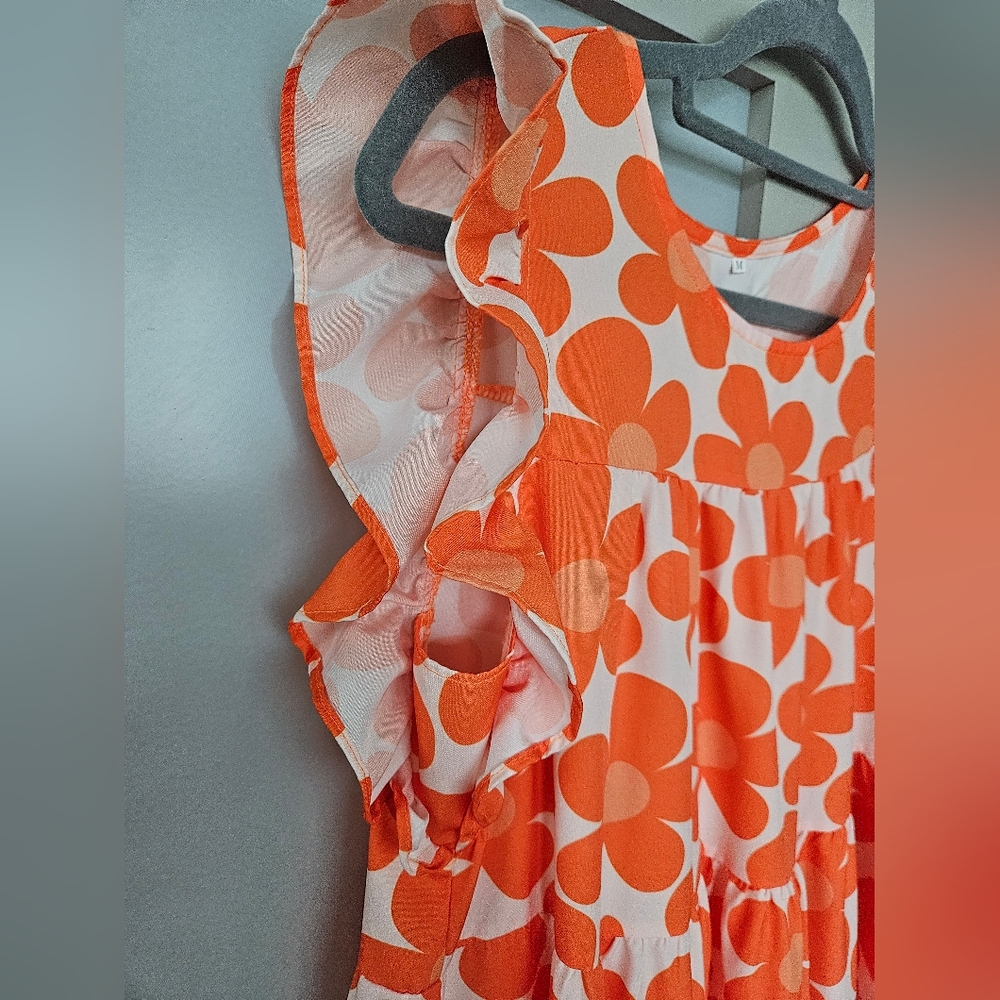 ORANGE FLORAL DRESS - Picture 2 of 3